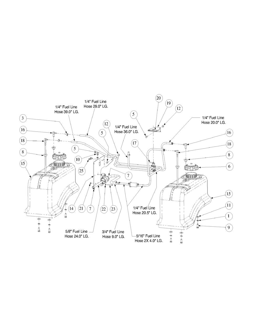 Fuel Tank Assembly Diagram and Parts List for M72-KW LC-53AB5GFZ750-29HP-DFI-OHV-LC Cub Cadet Lawn Tractor